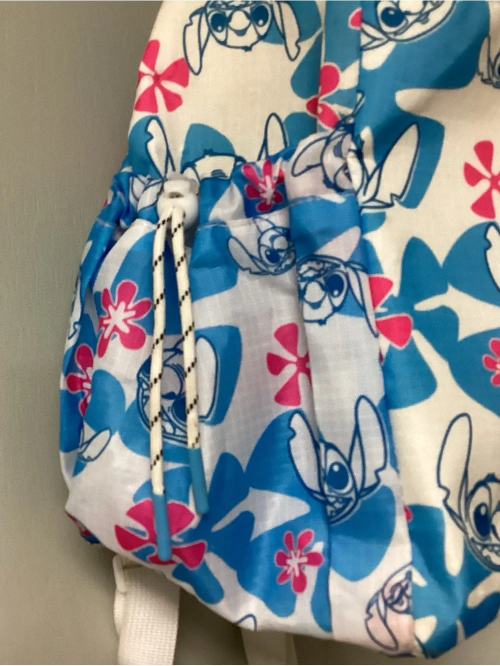 Blue & White Kids Backpack with Stitch Print Disney
